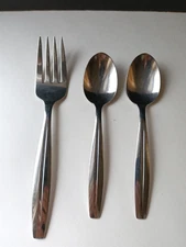 Oneida Arris 1 Serving Fork & 2 Spoons Glossy Stainless Steel Replacements