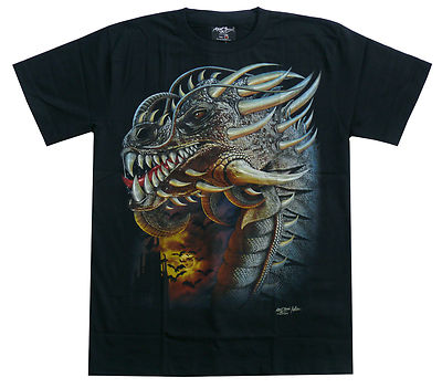 Drachen T-Shirt Tribal Drache Gr. S, M, L, XL, Fantasy Dragon Dark Gothic Biker