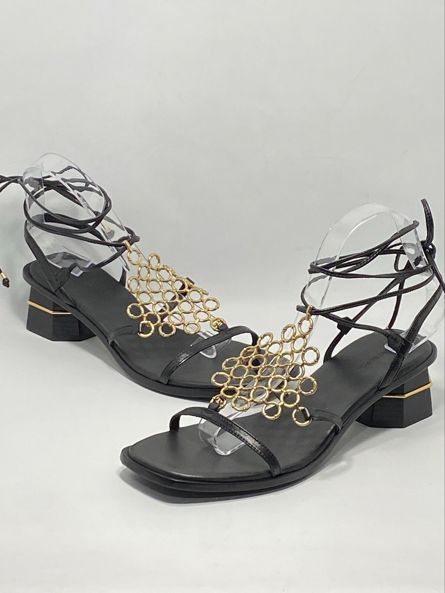 Tory Burch Multi-Logo Leather Lace-Up Sandals size 9 | eBay