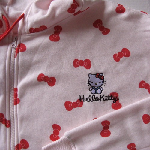 Hello Kitty Sanrio Hoodie Womens 3X Pink Red Bows Zip Up Embroidered New Tags - Picture 4 of 7