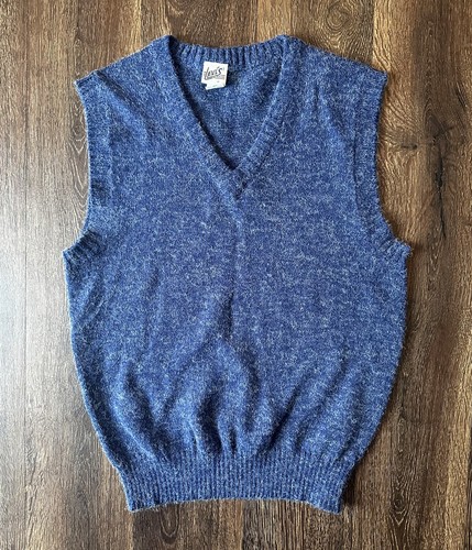 Levi's, Vintage 1970's Levi's Blue Acrylic V-Neck Sweater Vest Men's Small