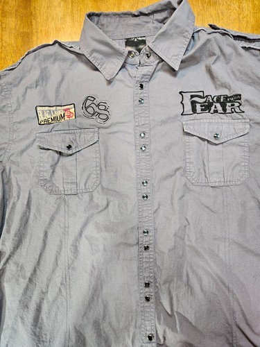 Blac Label Premium Pearl Snap Shirt Men's XXL Gray Long Sleeve Embroidered 2X - Picture 4 of 17