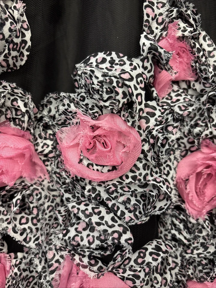 Vestido sin mangas Bloome negro rosa leopardo roseta tul nuevo sin etiquetas. Talla 8 Foto 3 de 4