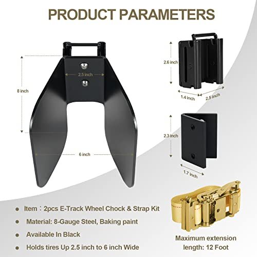 2pcs E Track Wheel Chock & Strap Kit E track motorcycle wheel chocks