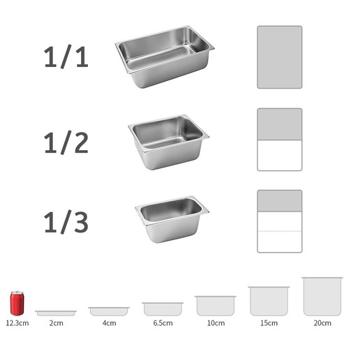 SOGA 6X Stainless Steel 1/3 Gastronorm GN Pan Full Size 20cm Deep Tray w/ Lid - Picture 9 of 11
