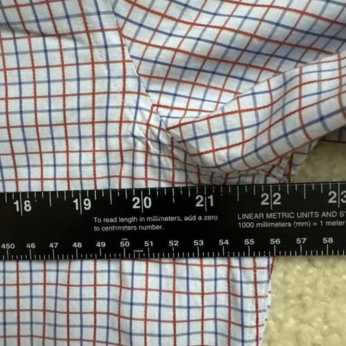 Hugo Boss Men’s Sharp Fit Long Sleeve Button-up Shirt Size 16 Blue/Orange Check - Picture 7 of 11
