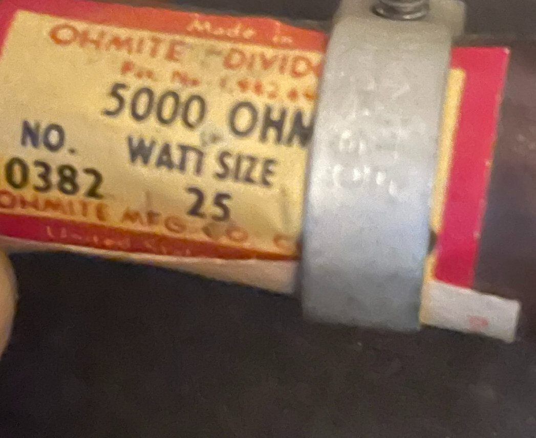 OHMITE 5000 Ohm 25 Watt Adjustable, Ceramic Power Resistor, 0382 (Lot of 2)