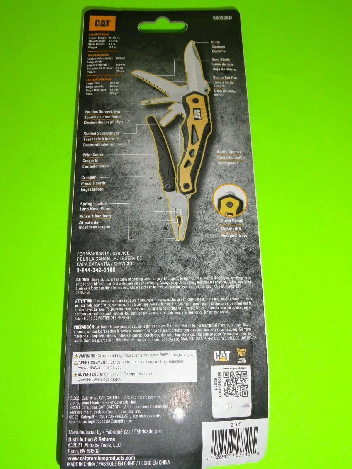 CAT 10-in-1 Heavy Duty Multi Tool Knife Wire Cutter Crimper Pliers Saw Blade +