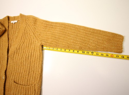 VINCE Alpaca Wool Blend Cardigan Womens XS Gold Ribbed Knit Pockets Ret525 - Picture 13 of 13