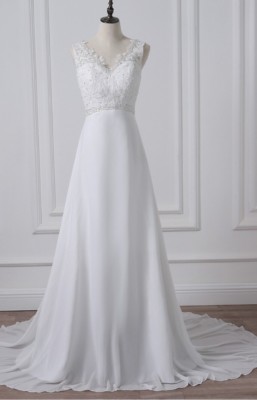 UK Übergröße weiß/elfenbein Brautkleid Chiffon Brautkleid Größe 6-26