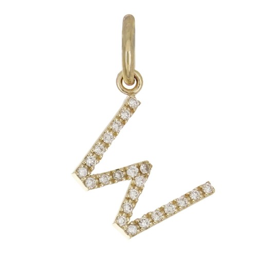 14k Yellow White or Rose Gold Diamond Initial Letter W Charm Pendant - Picture 12 of 17