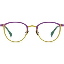 Round Glasses for Women Girls Light Titanium Eyeglasses Frame Purple Yellow