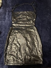 True Icon Faux Leather Mini Dress