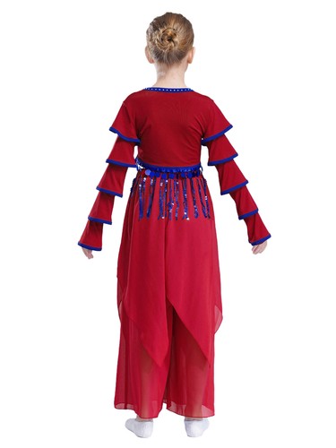 Girls Fancy Dress Arabian Princess Outfits Waist Chain Dancewear Belly Costume - Picture 32 of 104