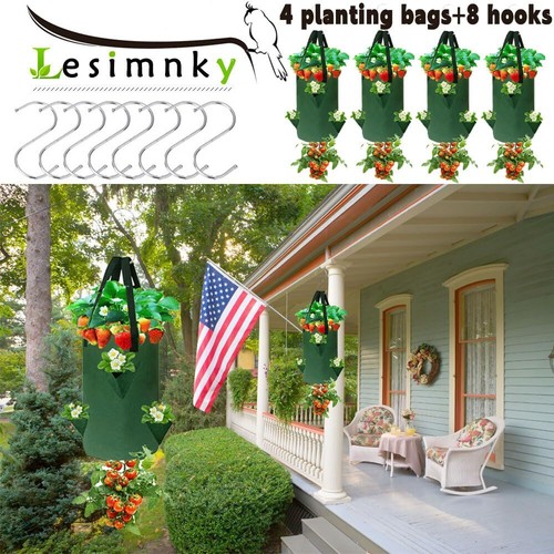 4Pack Upside Down Strawberry Planter 3 Gallon Hanging Grow Bags for Tomato Ve... - Picture 5 of 7