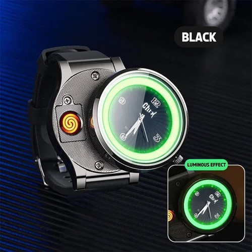 Multifunctional Windproof Lighter Watch Compass USB Rechargeable Cigar Lighte - Picture 6 of 14