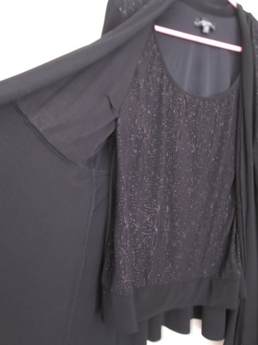 R & M Richards Attached 2 Piece Black Silver Glitter Tunic 18W - Picture 5 of 7
