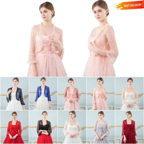 Damen Spitze Bolero Festlich Shrug Jäckchen Bolerojacke Schulterjacke Hochzeiten - Bild 1 von 33
