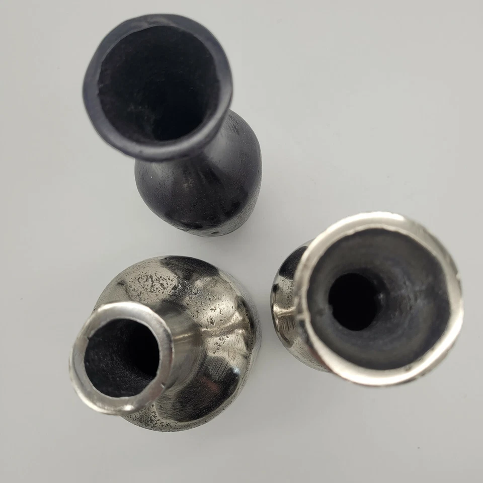 Vase Alu Dekovase Aluminium Schwarz Silber Deko Landhaus Modern Massiv - Bild 3 von 4