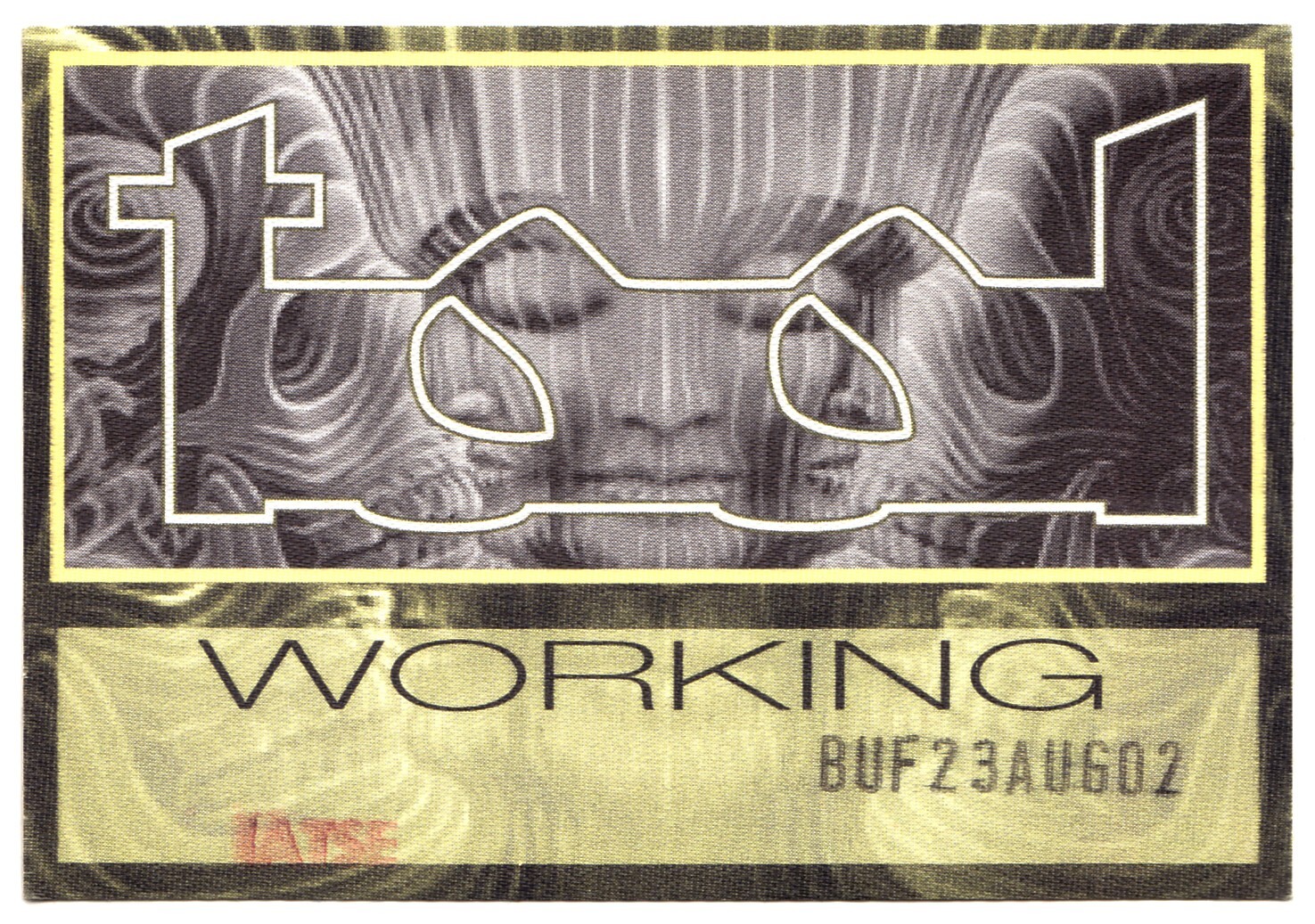 Tool Backstage Pass - 2002 Inside The Outside Tour 8/23/2002 Buffalo  NY. Available Now for 9.99