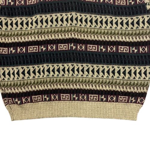 Vintage TT & Co Sports Jumper Roll Neck Pattern Knit Mens M 100% Cotton - Picture 8 of 13