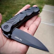 8" TAC FORCE BLACK TACTICAL RESCUE POCKET KNIFE Spring Assisted Folding Blade