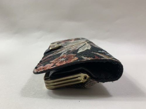 Vintage Inspired Tapestry Faux Leather Double Sided Coin Purse Faux Suede Lining - Picture 14 of 19