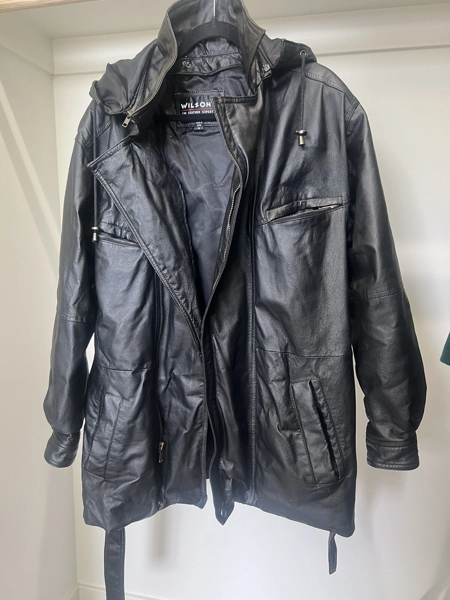 Wilson leather hooded jacket sale