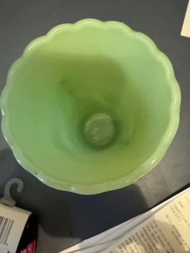 Vtg. Anchor Hocking Fire King Jadeite Flower Vase Green Jadite Vintage Art Deco