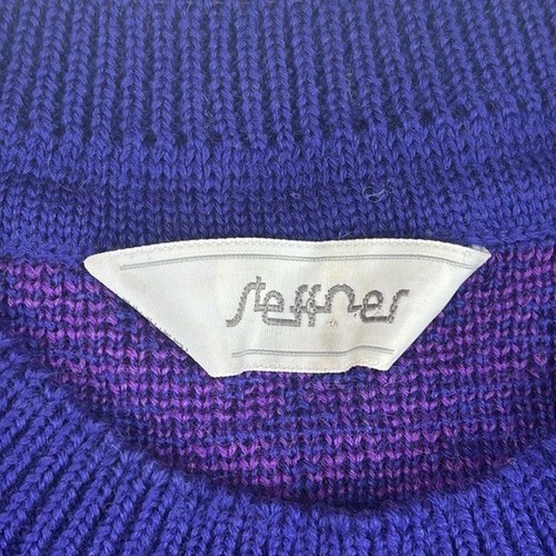 Steffner Winter Sweater Wool Purple Woman's Large VTG Festive Classic Heritage - Picture 7 of 9