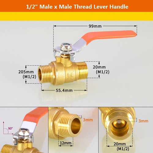 Brass Ball Valve BSP 1/4"-3/4" Thread,8mm-12mm Hose Barb Water Gas Line Shut-off - Picture 25 of 32