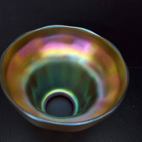 Antique Vtg Signed Steuben Art Glass Shade Gold Aurene Iridescent - Picture 9 of 24