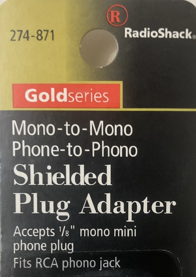 24K Gold-Plated Shielded Plug Adapter RCA Phono to Mono 1/8” RadioShack, 274-871 - Image 2 of 4