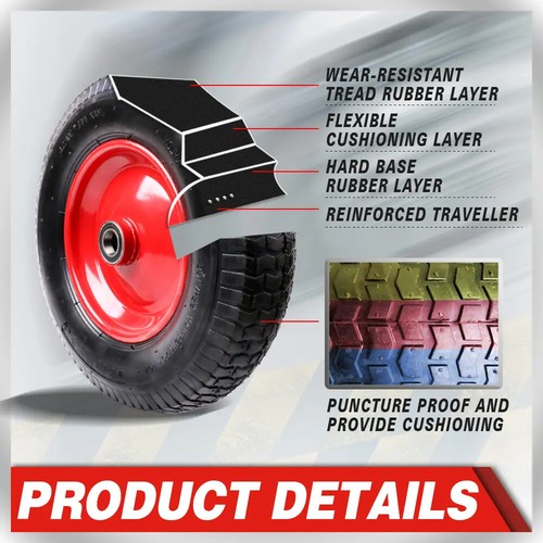 16" 4.8/4.00-8 Wheelbarrow 1" 25.4MM Bore Cart Trolley Barrow Wheel wheels Tyres - Picture 5 of 7