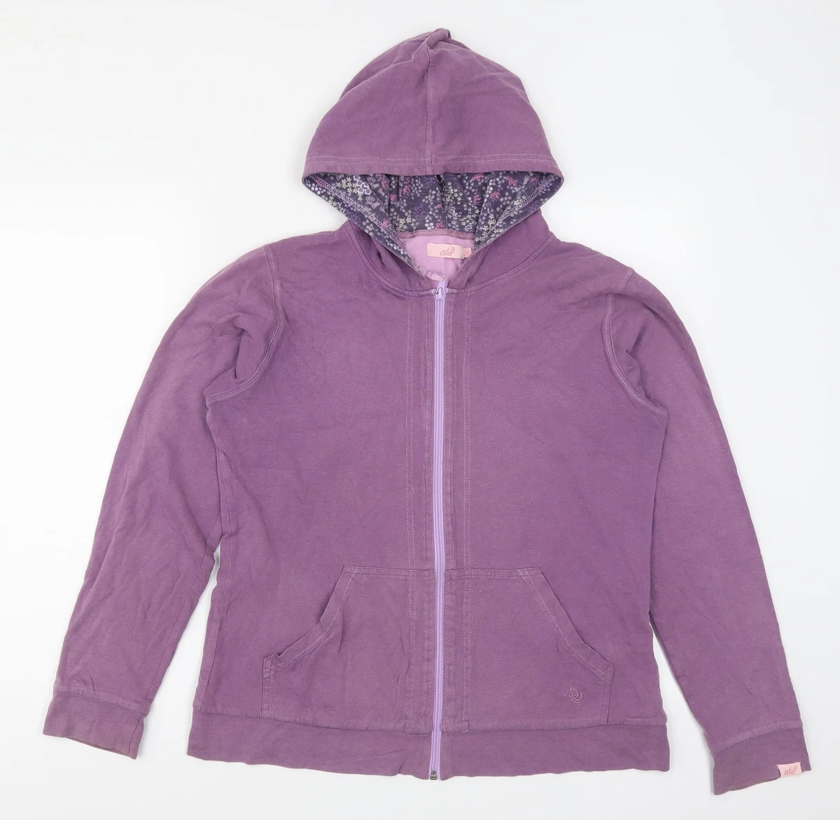 ALS Womens Purple Cotton Full Zip Hoodie Size 12 Zip