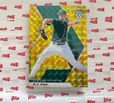 🔥2021 Panini Mosaic Reactive Yellow Prizm #136 A.J. Puk - Oakland A's🔥⚾