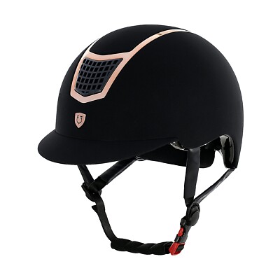 Casque D'équitation EQUESTRO Eclipse - Velours Noir Et Rose Or