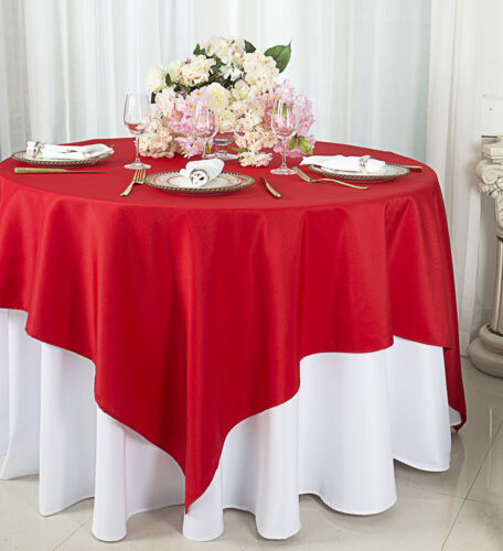 Wedding Linens Inc. 72" x 72" Square Polyester Table Overlay Toppers - Picture 12 of 27