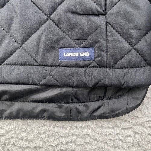Lands End Puffer Jacket Youth Medium 10-12 Black Hoodie Quilted Zip Repreve NWT - Picture 7 of 14