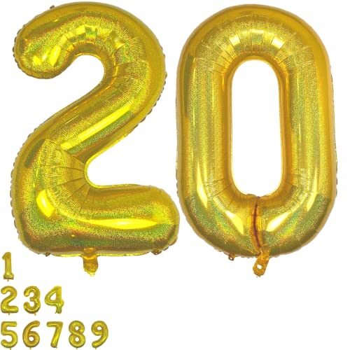 DIWULI Palloncini 20 Anni Compleanno Oro XXL - Palloncini Compleanno 20 (t7a)