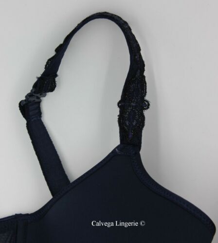 Reggiseno Chantelle 2606 "Champs Elysees" Convertibile T-Shirt Pizzo Nuovo con etichette, Blu Navy - Foto 3 di 10