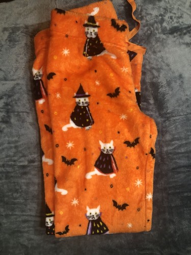 Daydream Halloween Plush Pajama Pant NWOT Orange Cats Bats Witchy Comfort Cozy S - Picture 5 of 14