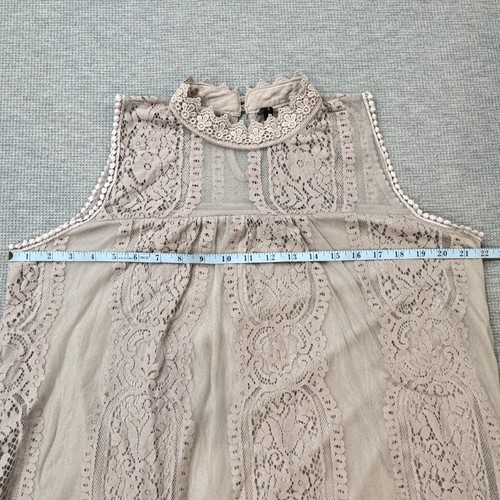 Luna Rae Womens Dusty Rose Floral Lace Sleeveless Blouse Mock Neck Tank Size XL - Picture 10 of 13