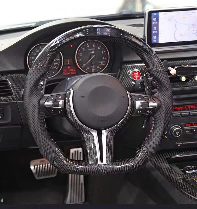 Real Carbon Fiber LED Steering Wheel For BMW M Sports M2 M3 M4 F80 F82 F25 F30 Foto 4 de 4