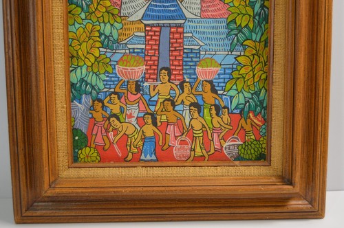 Vintage Haitian Oil Canvas Original Folk Art Banana Harvest Tribal Cultural - Picture 4 of 18