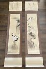 Vintage Japanese Scroll Painting - Crane and Turtle
