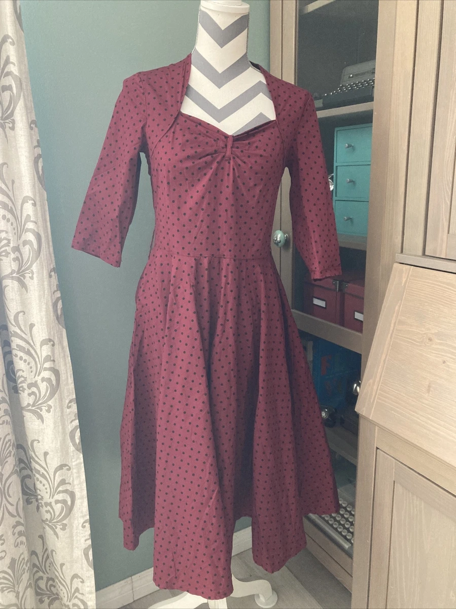 Burgundy rockabilly cheap dress