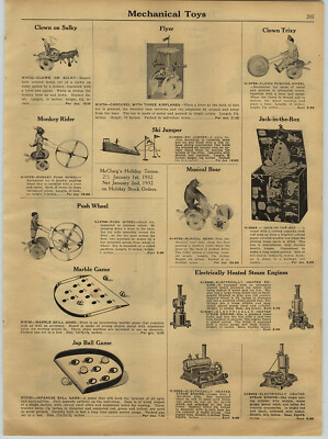 1931 PAPER AD Mechanical Toy 3 Airplane Carousel Push Wheel Weeden Steam Engine