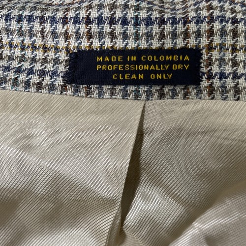 Sz 40R men Oscar de la Renta, Plaid Beige SHoudstooth Blazer Wedding Church - Picture 3 of 7