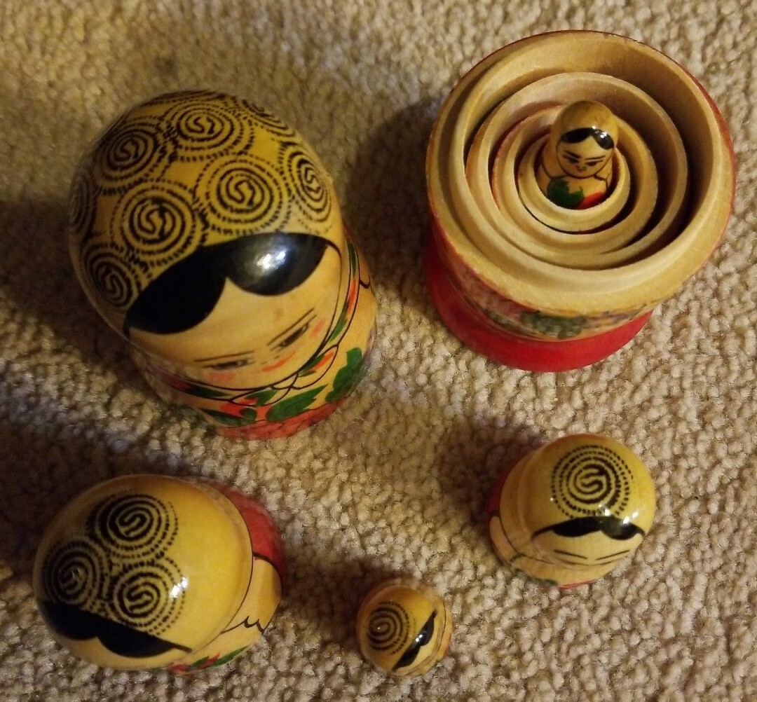 Wintewom Set Of 5 Yellow Bee Nesting Dolls Handmade Wooden